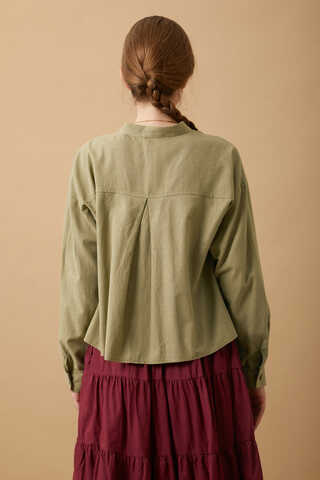 Pleated Short Shirt Khaki - 8