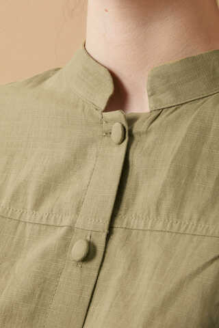 Pleated Short Shirt Khaki - 4