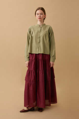 Pleated Short Shirt Khaki - 1