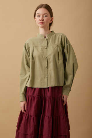 Pleated Short Shirt Khaki - 2
