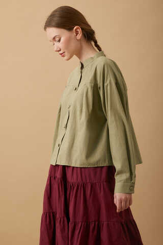 Pleated Short Shirt Khaki - 5