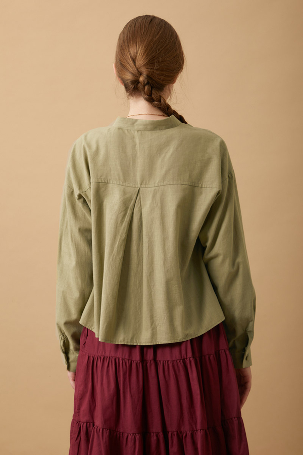 Pleated Short Shirt Khaki - 8