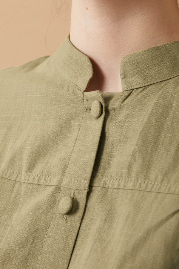 Pleated Short Shirt Khaki - 4