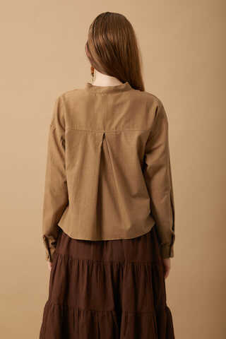 Pleated Short Shirt Tan - 15