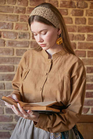 Pleated Short Shirt Tan - 7