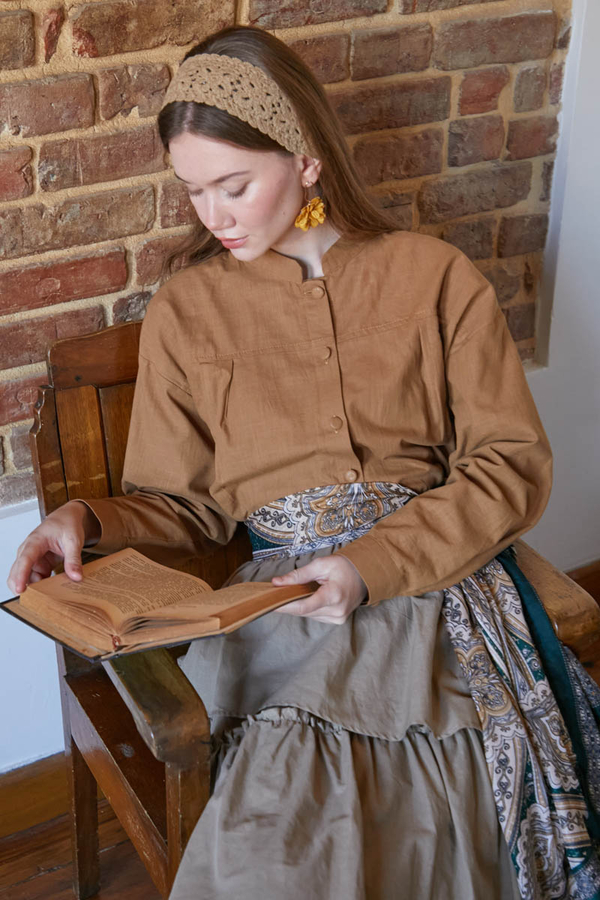 Pleated Short Shirt Tan - 2