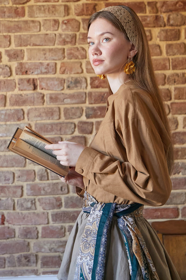 Pleated Short Shirt Tan - 3