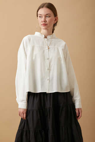 Pleated Short Shirt White - 4
