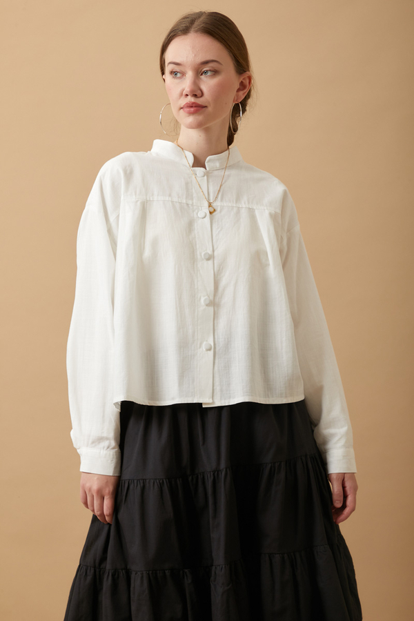 Pleated Short Shirt White - 4