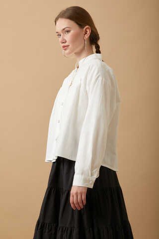 Pleated Short Shirt White - 5