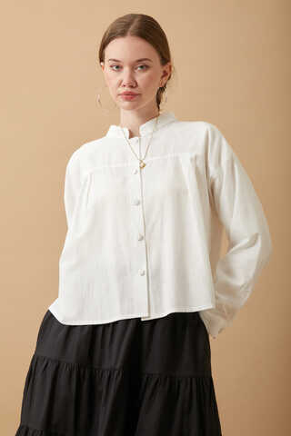 Pleated Short Shirt White - 2