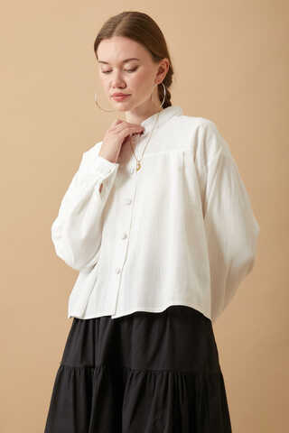 Pleated Short Shirt White - 7