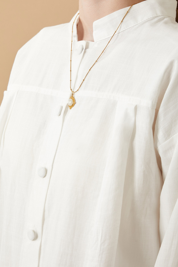 Pleated Short Shirt White - 9