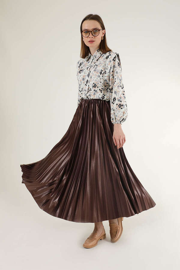 Pleated Skirt Brown - 1