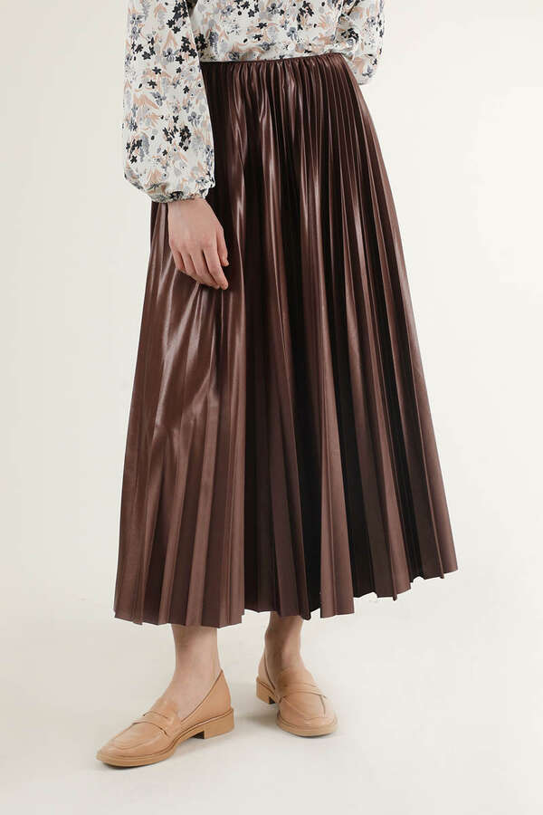 Pleated Skirt Brown - 2