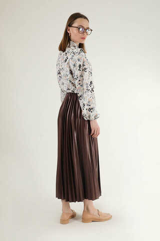 Pleated Skirt Brown - 5