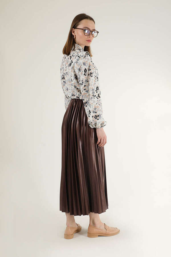 Pleated Skirt Brown - 5