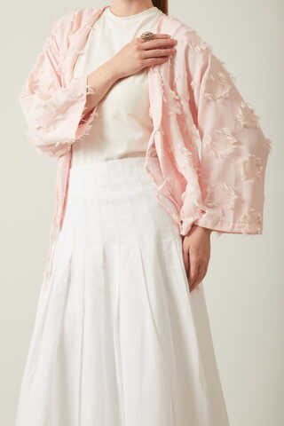 Pile Detaylı Etek Beyaz - 5