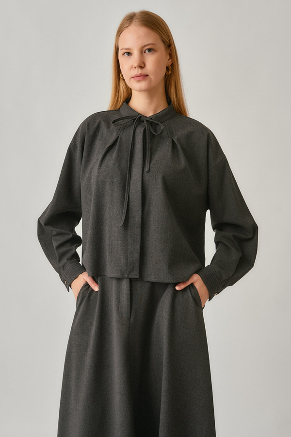 Pleated Stitch Shirt Anthracite 
