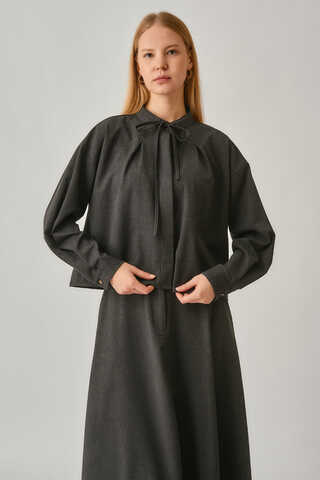 Pleated Stitch Shirt Anthracite - 6