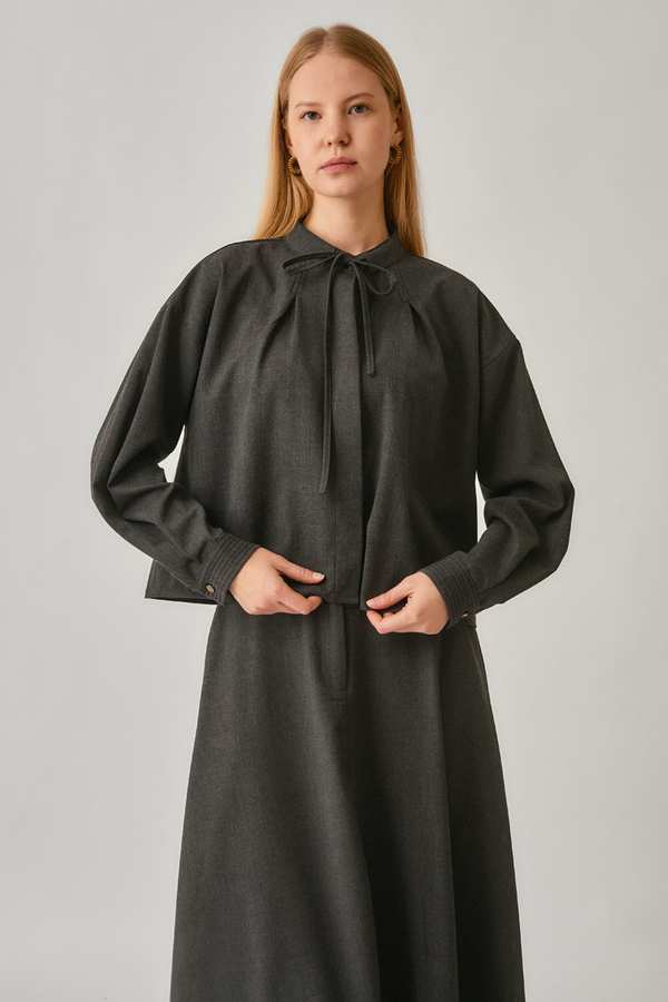 Pleated Stitch Shirt Anthracite - 6