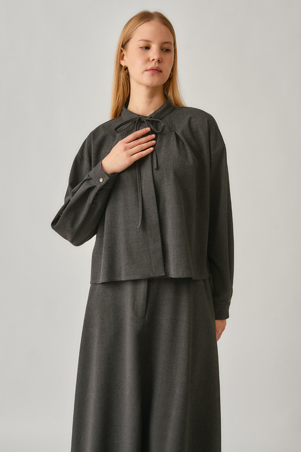 Pleated Stitch Shirt Anthracite - 3