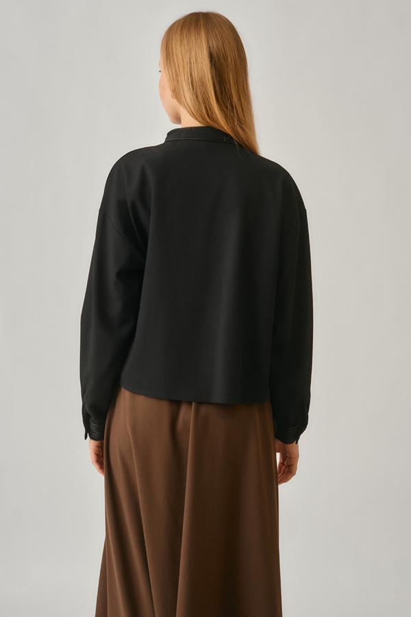 Pleated Stitch Shirt Black - 8