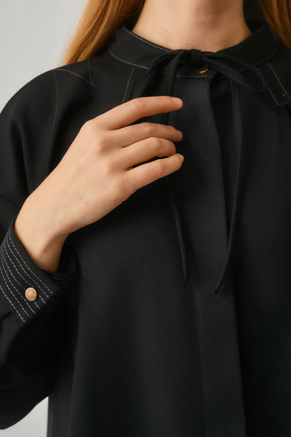 Pleated Stitch Shirt Black - 3