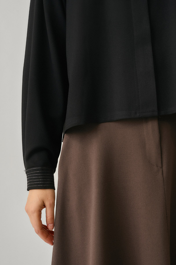 Pleated Stitch Shirt Black - 7