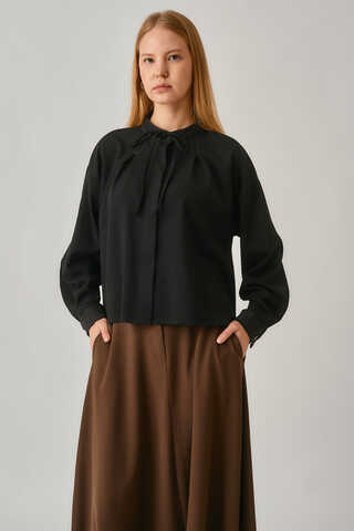 Pleated Stitch Shirt Black - 2