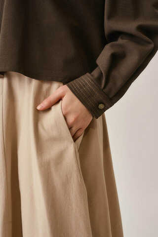 Pleated Stitch Shirt Brown - 7