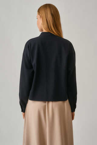 Pleated Stitch Shirt Navy - 8