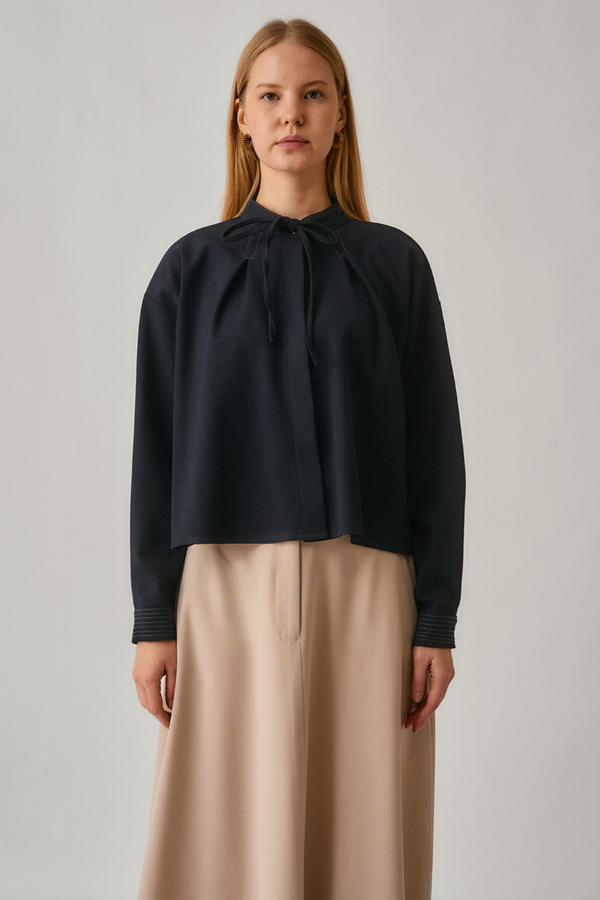 Pleated Stitch Shirt Navy - 6