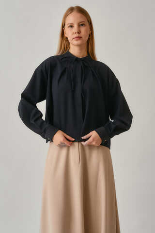 Pleated Stitch Shirt Navy - 7