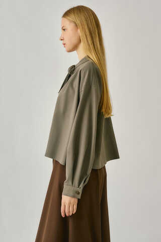Pleated Stitch Shirt Sage Green - 3