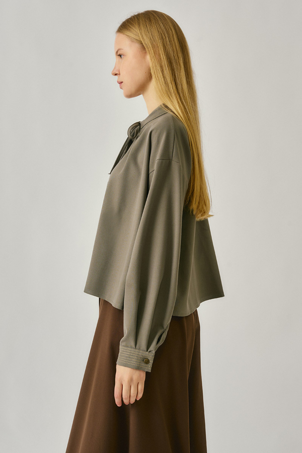 Pleated Stitch Shirt Sage Green - 3