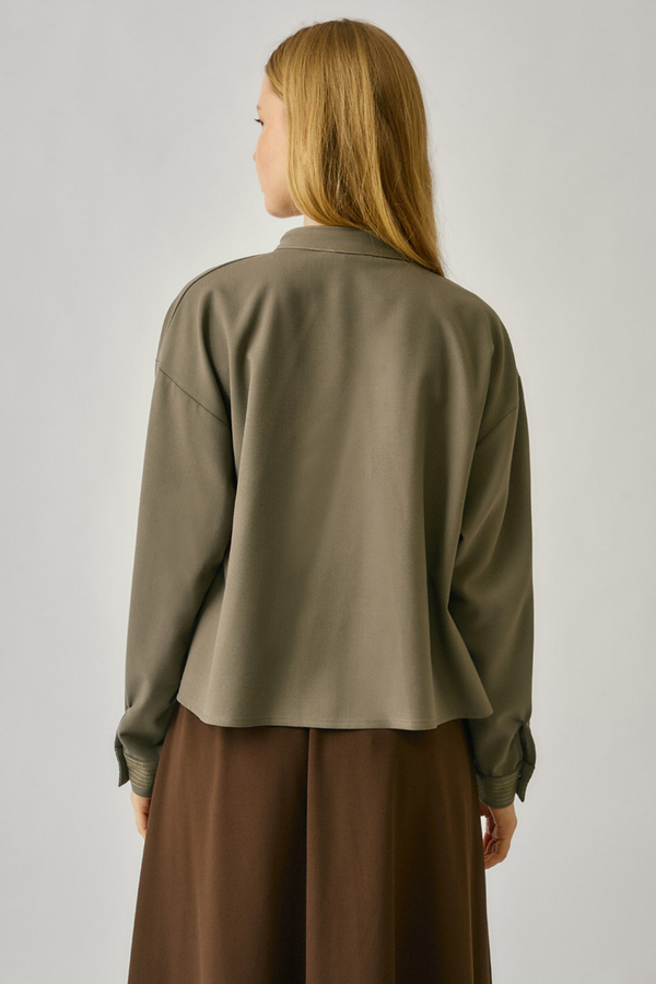 Pleated Stitch Shirt Sage Green - 8