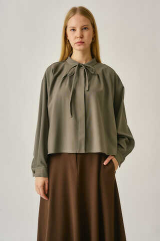 Pleated Stitch Shirt Sage Green - 1