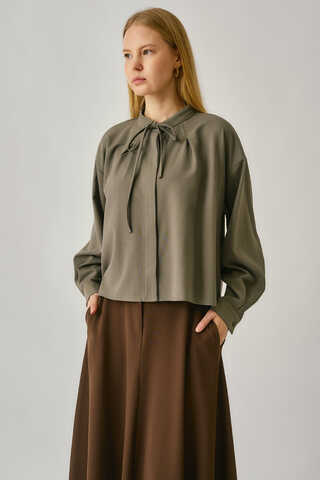 Pleated Stitch Shirt Sage Green - 4