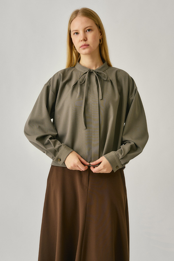 Pleated Stitch Shirt Sage Green - 2