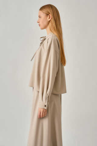 Pleated Stitch Shirt Stone - 5