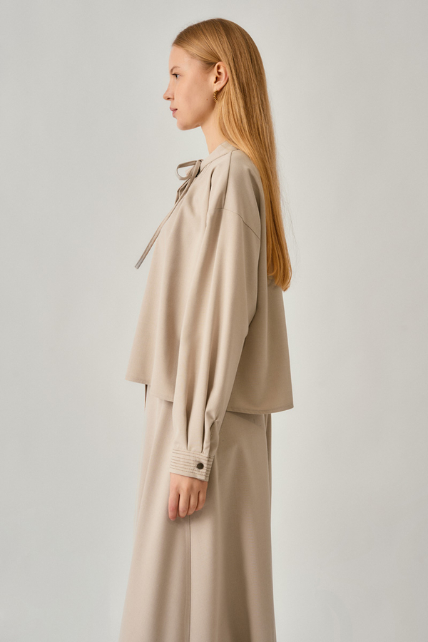 Pleated Stitch Shirt Stone - 5