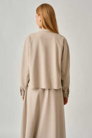 Pleated Stitch Shirt Stone - 8