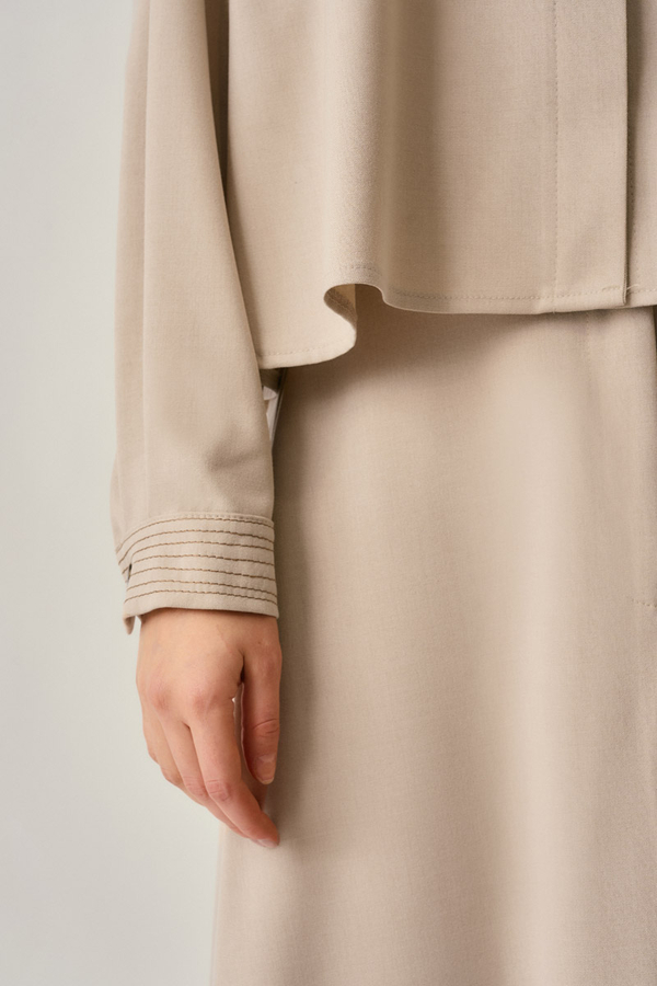 Pleated Stitch Shirt Stone - 6