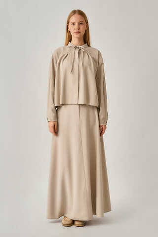 Pleated Stitch Shirt Stone - 1