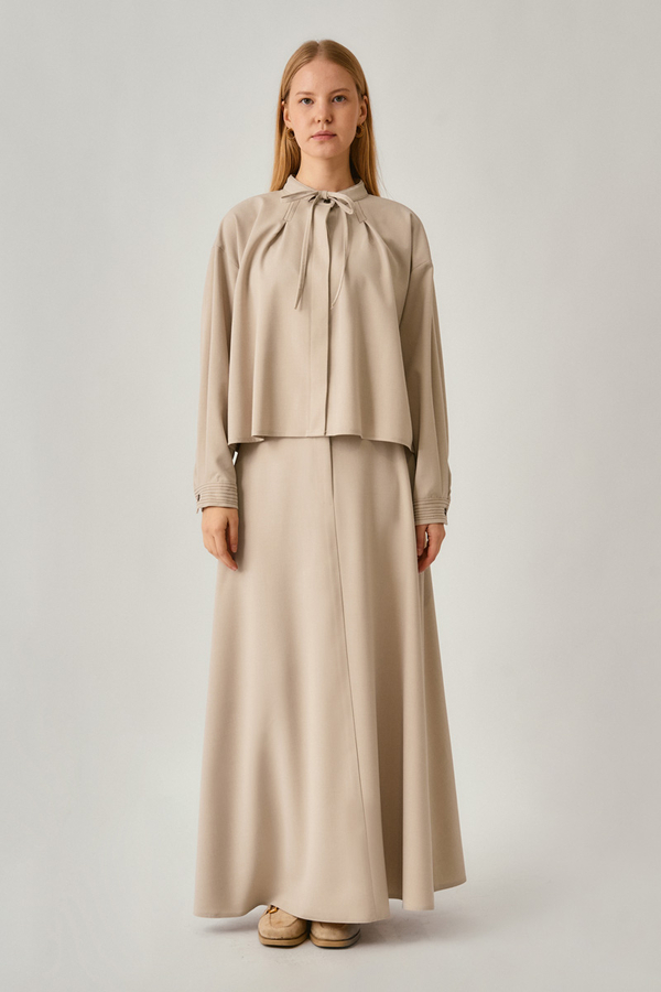 Pleated Stitch Shirt Stone - 1