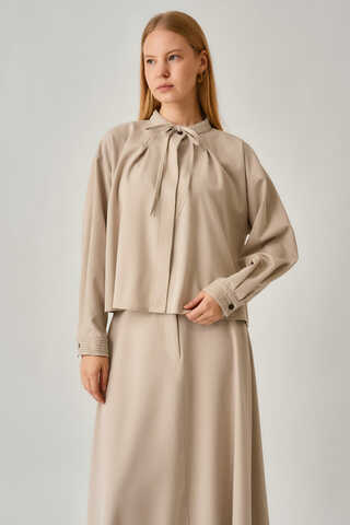 Pleated Stitch Shirt Stone - 2