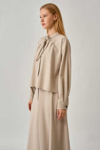 Pleated Stitch Shirt Stone - 7