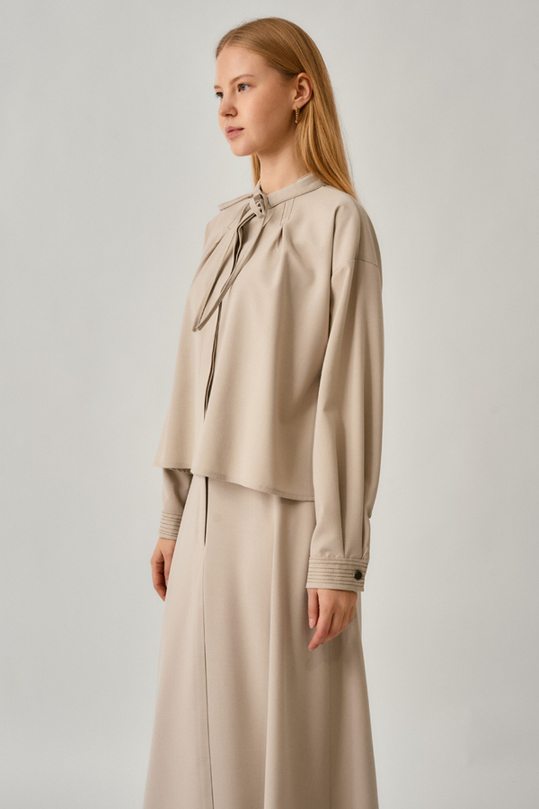 Pleated Stitch Shirt Stone - 7