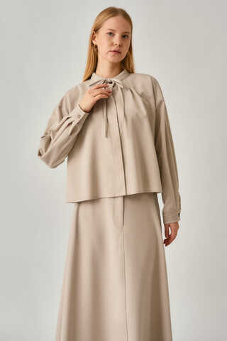 Pleated Stitch Shirt Stone - 3